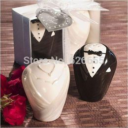Groothandel - Gratis verzending door Fedex 200 stks / partij (100 sets) bruid en bruidegom bruiloft zout en peper shakers populaire model decoraties