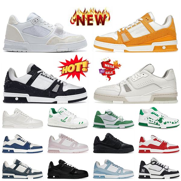 Superposición al por mayor de piel de ternera Virgil skate v zapatillas de diseñador de lujo OG original de color naranja verde color beige bajo plataforma de cuero blanco blancos de deportes al aire libre de deportes