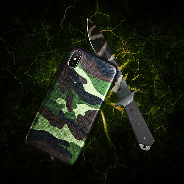 Étui de téléphone de Camouflage en gros pour iPhone 7 7 Plus X étui en cuir PU armée Camo couverture arrière antichoc pour iPhone 5 5s 6 6s 8 Plus