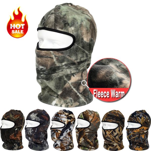 Gros-Camouflage Thermique Polaire Balaclava Chaud Hiver Cyclisme Ski Cou Masques Cagoules Paintball Chapeaux Moto Tactique Masque Complet