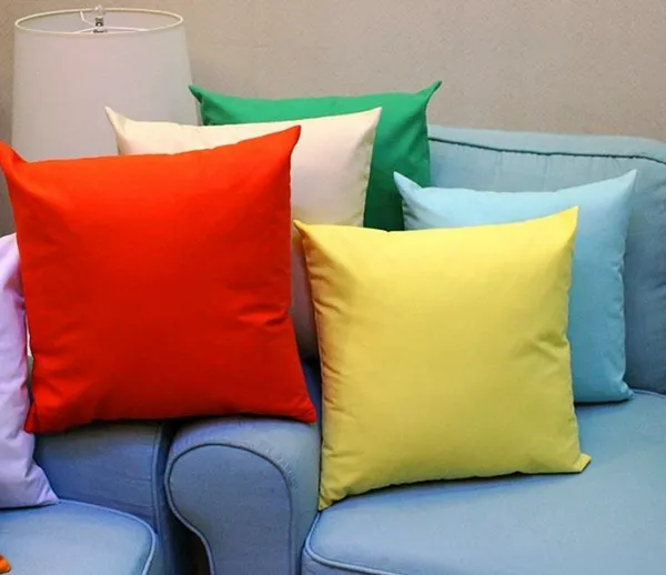 Taie d'oreiller couleur bonbon, couleur unie, 100% coton, housse de coussin de couleur unie, 18x18 pouces, vente en gros