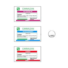 Cannalean – sirop de 100ml 4OZ, étiquette de bouteille de pastèque de 1000mg, emballage d'autocollants en papier CERISE, vente en gros