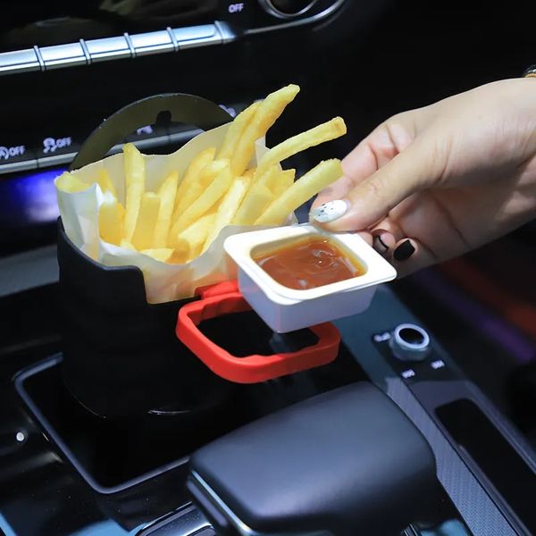 Support à sauce monté sur voiture en gros support à frites support à sauce tomate et frites boîte d'assaisonnement clé de voiture boîte de rangement multifonctionnelle pour téléphone portable