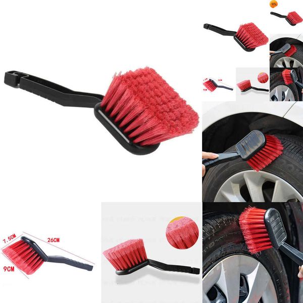 Clean de roue de voiture en gros Nettoyeur à poignée longue rouge avec crochet à poils doux brosse de moto nettoyer les outils de lavage de beauté