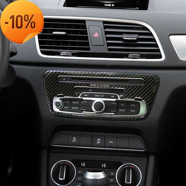 En gros En Fiber De Carbone De Voiture Console Cd Panneau Décoration Couverture Garniture Climatiseur Contrôle Cadre Autocollant Pour Audi Q3 2012-2018 Accessoires