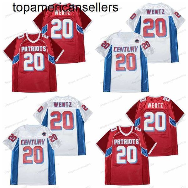 Venta al por mayor Carson Wentz # 20 Century High School Football Jerseys Hombres cosidos Rojo Blanco Tamaño S-3XL Jersey