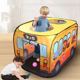 Groothandel Cartoon Bus Indoor Tents 29.5x28.3x44.9inch Kinderen Outdoor Playhouse 75x72x114cm Automatisch Play Tent Waterdichte doek Kindermeubilair A12