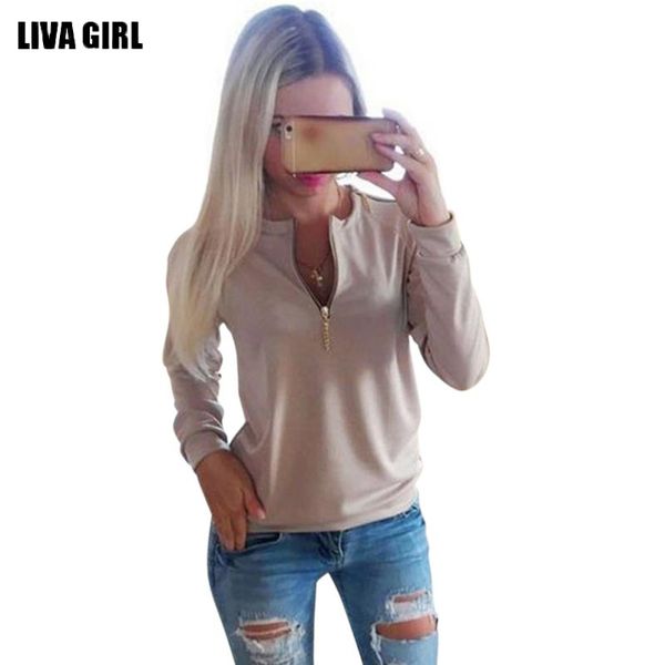 Vente en gros - Casual Ladies V-Neck Long Sleeve Hoodie Women Winter Jumper Pull Tops Hoodie Women