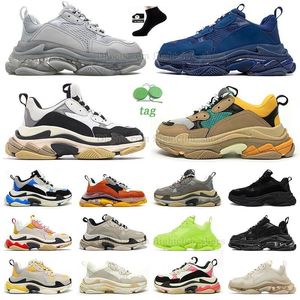 vente en gros chaussures de sport triple s sneaker noir blanc noir gris vin rouge rose bleu néon vert jaune sport hommes femmes célèbre plate-forme de fond de bulle entraîneur extérieur