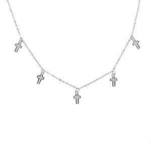 Groothandel - Charm Choker Ketting Trendy Classic Design Cross Hanger 925 Sterling Zilver Dainty Delicate European Women Cross Jewelry