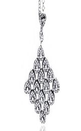 Groothandel- Charm gelamineerde hanger ketting voor sieraden met originele doos 925 Sterling Silver CZ Diamond Ladies Hanger ketting1071334