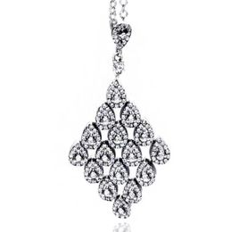 Collier pendentif laminé en gros pour bijoux avec boîte d'origine en argent sterling 925 CZ diamant collier pendentif pour femme9400346