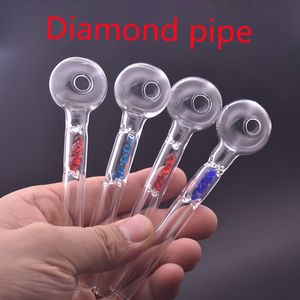 Vente en gros pas cher 12 cm diamant verre brûleur à mazout tuyau mélange couleur verre main tube ongles conduite d'eau pour fumer