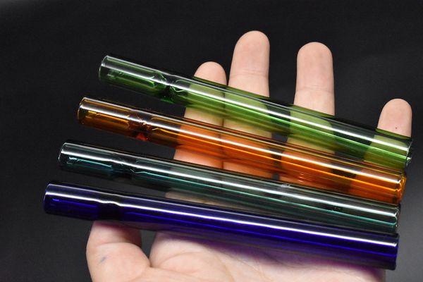 wholesale pas cher 12 cm LABS épais Verre Pipe Tabac Cigarette chauve-souris One Hitter Pipe Verre Paille Tube Cigarette Filtre Tuyaux Verre Filtre pointe