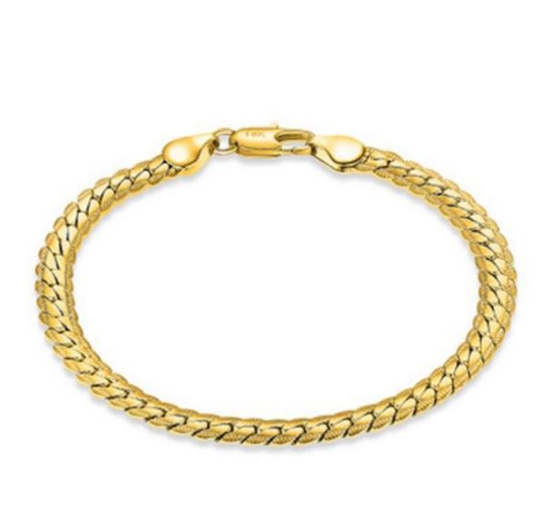 Bracelet chaîne serpent plaqué or véritable 18 carats, 5MM, longueur 20CM, bijoux à la mode pour hommes et femmes, bon marché, vente en gros, gratuit