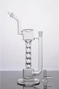 Clear Bong Tube Pipe à eau en verre Narguilé Recycler Dab Rigs Recycler Plate-forme pétrolière avec bol pour fumer