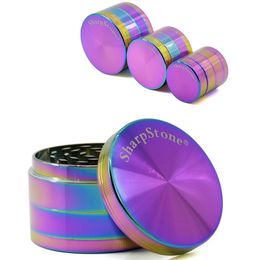 Groothandel goedkoop 40 mm 4Layer Rainbow Sharpstone Herb Spice Crushergrinders Mini Icublue Zink Alloy Metaal Custom Tobacco Grinder