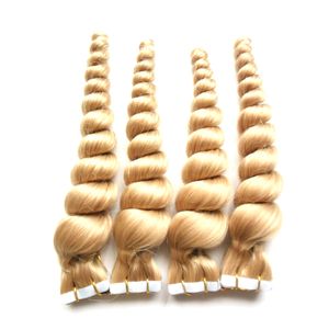 En gros pas cher 8a Blonde bande cheveux lâche ondulé 200g Extension de bande humaine 18 