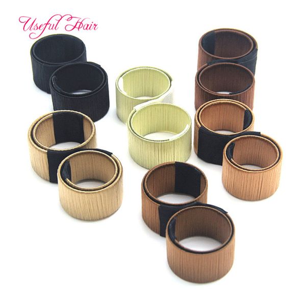 wholesale French Hair Ties Girl Hair Diy Styling Donut Former Foam Twist Magic Tools Bun Maker Black Brown Coffee ombre color