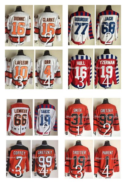 All Star Vintage Hockey Jersey Campbell Steve Yzerman Mark Messier Wayne Gretzky Paul Coffey Bobby Orr Mike Bossy Lemieux GUY LAFLEUR Patrick Roy Bobby Hull Howe