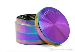 Groothandel Goedkope Mini 30mm / 40mm / 50mm / 55mm / 63mm Rainbow Merk Sharpstone Tobacco-molen voor het roken van metaal Iceplue Sharpstone Herb-slijpmachines