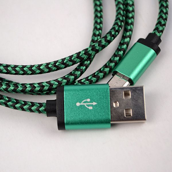 Cables de teléfono móvil de línea de datos USB trenzados serpentinos de alta velocidad en bolsas con línea de datos móviles Android de 1 m a precio barato al por mayor