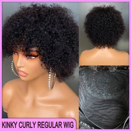 Groothandel goedkope prijs Maleisische Peruaanse Braziliaanse zwarte kinky krullende normale knal pruik 100% rauwe maagd Remy Human Hair