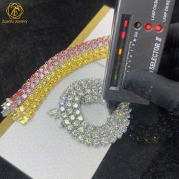 Collier de prix bon marché en gros Pass Diamond Tester Gra 1CT 6,5 mm Gold plaqué jaune rouge rose Moisanite Chaîne de tennis