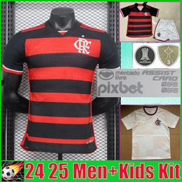 Flamengo 24 25 Soccer Jerseys 2024 2025 De Arascaeta E.Ribeiro Gabi B.Henrique David Luiz Diego Pedro Gerson Home Player Fans Man voetbalshirt Kids Kit