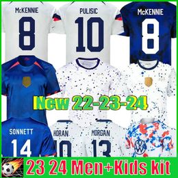 2023 PULISIC USA Voetbalshirts REYNA AARONSON WEAH McKeNNIE 22 23 24 Verenigde Staten maillot de futol FERREIRA DEST MORGAN Voetbalshirt RAPINOE heren dames kindertenue