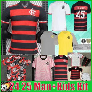 Flamengo 24 25 Soccer Jerseys 2024 2025 De Arascaeta E.Ribeiro Gabi B.Henrique David Luiz Diego Pedro Gerson Player Fans Man voetbalshirt Kinder Kit Training Shirt