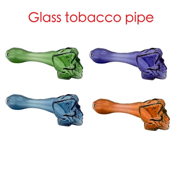 En gros pas cher USA populaire crâne verre pipe à tabac coloré mini main médecine cuillère tuyaux pour fumer Halloween cadeau de Noël