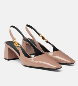 En gros, femmes bon marché Medusa95 Sandales Chaussures en cuir breveté Squared Toe Squared Bloc Block Talkle Party Party Wedding Summer Gladiator Sandalias