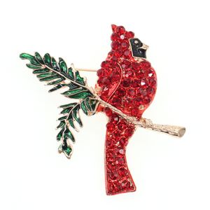 10 Pcs / Lot En Gros Moins Cher Rouge Strass Broche Perle Vert Émail Huile Cardinal Oiseau Animal Colibri Femmes Broche Accessoire Bijoux