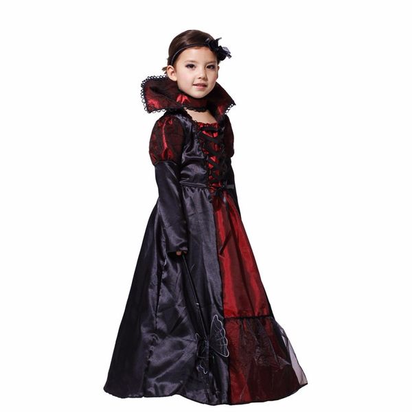 Großhandels-Kindermädchen-gotische Vampir-Halloween-Kostüme für Kinderprinzessin Cosplay-Kostüm-langes Karnevals-Partei-Kleid