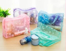 Commerce de gros ChinaMakeup Bags Cosmetic Transparent Waterproof PVC Bag Floral Print For Toilet Bathing Pouch Travel