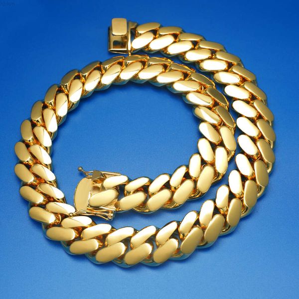 Collier ras du cou en or 18 carats, épais, personnalisé, chaîne à maillons en or 24 carats, chaîne cubaine Miami, collier de chaîne cubaine Miami de 22 mm, vente en gros