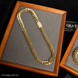 Collier ras du cou en or 18 carats, personnalisé, chaîne à maillons cubains en or 24 carats, chaîne Miami cubaine, collier de chaîne cubaine Miami de 18 mm, vente en gros