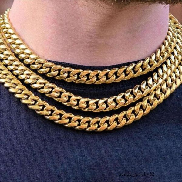 Chaucher en gros Hip Hop Sterling Sier 14k Gold Chunky Custom Link Mend Collier Miami Cuban Chain Chain