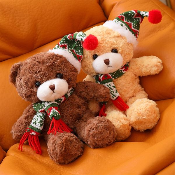 Al por mayor Christmas Bear Nochebuena Regalo Decoración de sombrero de Navidad Doll Children's Hug Bear Bear Fehip Toy Cross-Border