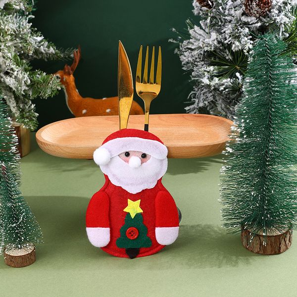 Venta al por mayor Portacubiertos de Navidad Tenedor Cuchillo Cuchara Cubre Vajilla Cubre Bolsa de soporte Decoraciones para fiestas de árboles de Navidad Decoración de mesa de cena Decoraciones navideñas