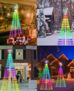 wholesale Decoraciones navideñas Enchufe de 110 V-240 V Cono de espectáculo de luces animado Árbol de Navidad Luz de patio LED Luces de cadena LED IP44 a prueba de agua para Navidad