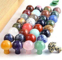 Groothandel Kerstdecoraties Mushroomshape Chakra Stones Natuurlijke genezingskristallen Agaat Stone Quartz Chakra's Reiki Flower potfish