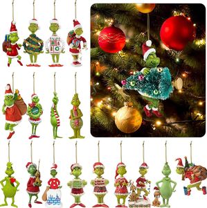 Poupée elfe verte de noël avec chapeau, monstre aux cheveux rouges et verts, pendentif d'arbre de noël, décoration de maison, cadeaux de bonne année, vente en gros