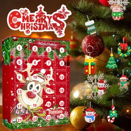 Wholesale Christmas Toy 24 Days Advent Calendar Countdown Keychain Blind Box Xmas Tree Hanging Pendant Decoration Kids Surprise Gifts
