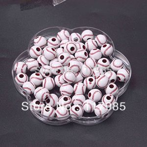 Gros-Livraison gratuite grosses perles, perles de baseball acryliques populaires 12mm, 600pcs / lot pour bracelets