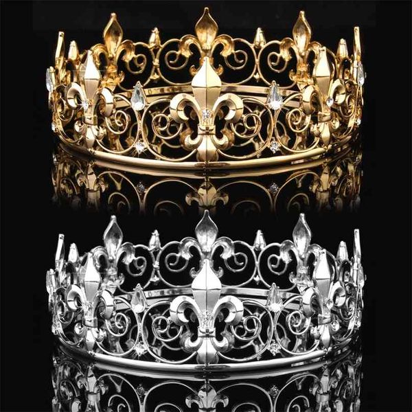 Accessoires de bal en gros de cercle d'or King Men's Crown Round Imperial Tiara 210707