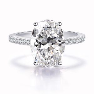 Groothandel- klassieke 925 sterling zilveren ring set ovaal gesneden 3ct diamant CZ-engagement trouwband ringen voor vrouwen bruids bijoux
