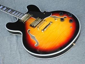 Venta al por mayor -guitarra clásica muy agradable puesta de sol colores Guitarra eléctrica hueca