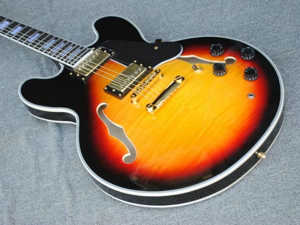 Gros -guitare classique très belles couleurs coucher de soleil Guitare électrique creuse